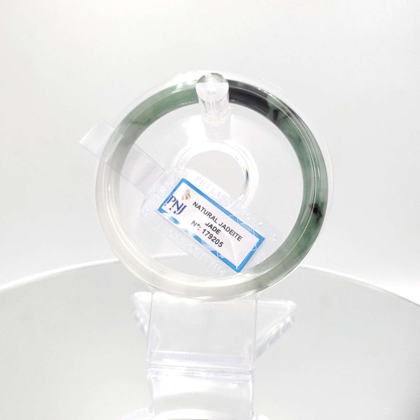 Yingmart 60mm PNJ179205 Certified Natural Greyish green, grey white, black jadeite jade bangle, Real Gemstone Bracelet,Vintage Jewelry