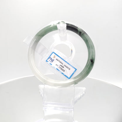 Yingmart 60mm PNJ179205 Certified Natural Greyish green, grey white, black jadeite jade bangle, Real Gemstone Bracelet,Vintage Jewelry