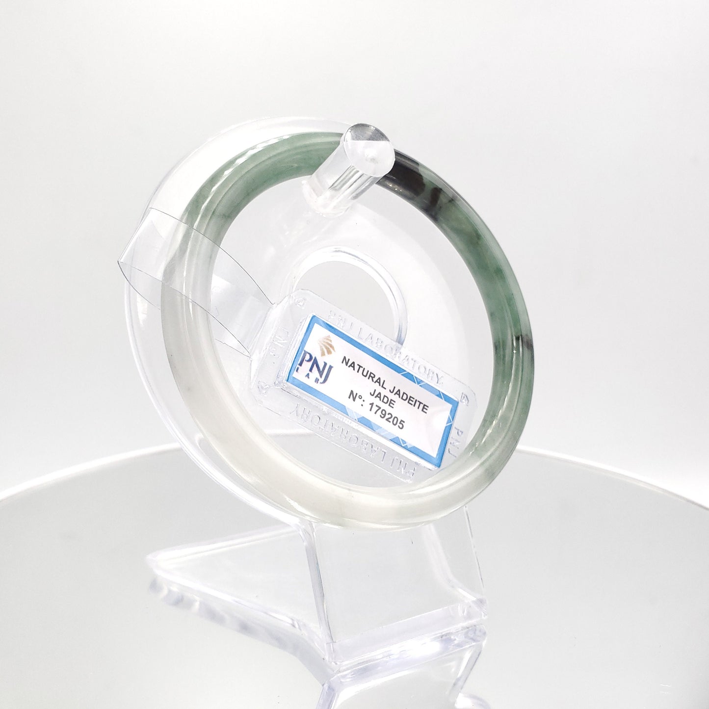 Yingmart 60mm PNJ179205 Certified Natural Greyish green, grey white, black jadeite jade bangle, Real Gemstone Bracelet,Vintage Jewelry