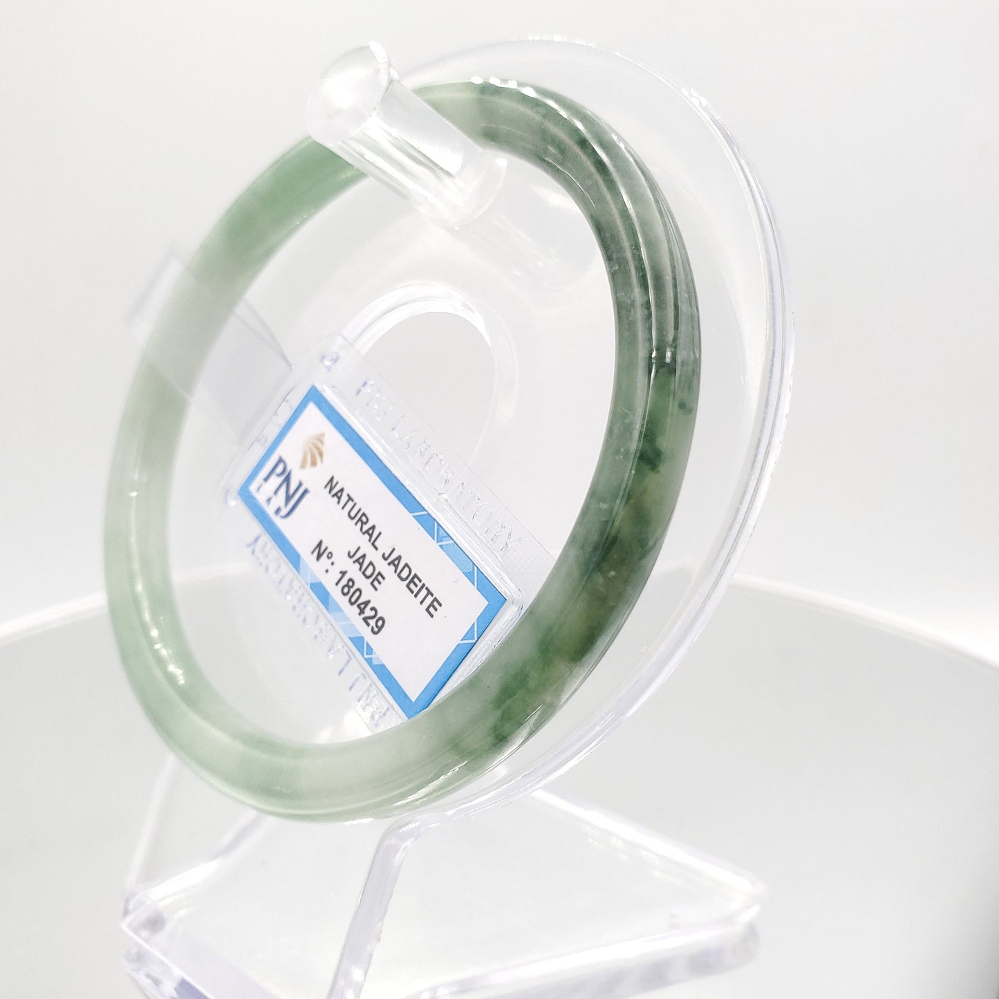 Yingmart 59mm Certified Natural Light to dark greyish green, grey white jadeite jade bangle, Real Gemstone Bracelet,Vintage Jewelry