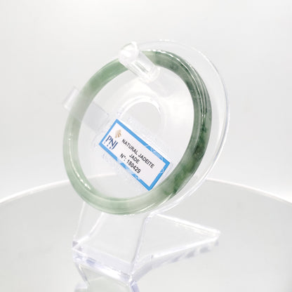 Yingmart 59mm Certified Natural Light to dark greyish green, grey white jadeite jade bangle, Real Gemstone Bracelet,Vintage Jewelry