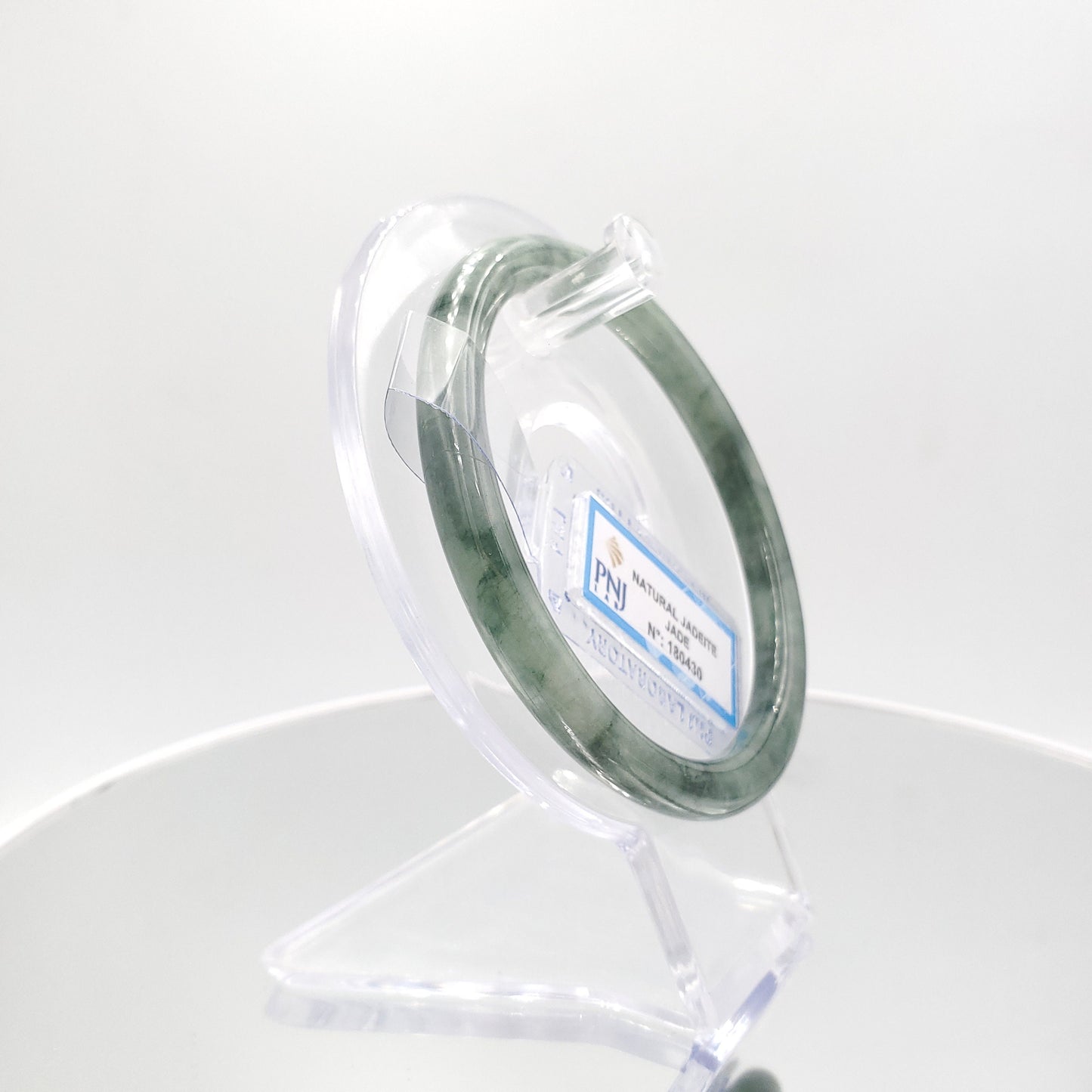 Yingmart 59mm PNJ180430 Certified Natural Light To Dark Greyish Green.GRey White jade bangle Bracelet, Real Gemstone, Vintage Jewelry