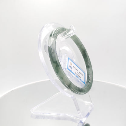 Yingmart 59mm PNJ180430 Certified Natural Light To Dark Greyish Green.GRey White jade bangle Bracelet, Real Gemstone, Vintage Jewelry