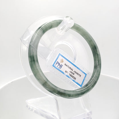 Yingmart 59mm PNJ180430 Certified Natural Light To Dark Greyish Green.GRey White jade bangle Bracelet, Real Gemstone, Vintage Jewelry