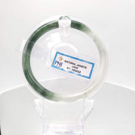 Yingmart 59mm PNJ180432 Certified Natural Dark Yellowish Green. GRey White jade bangle Bracelet,Real Gemstone Bracelet,Vintage Jewelry