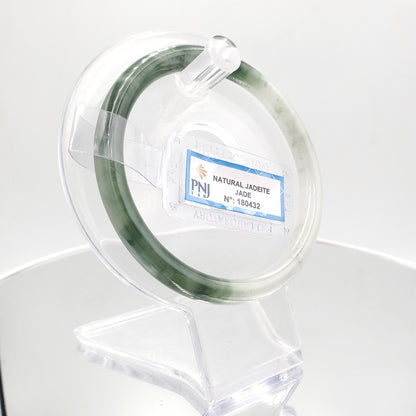 Yingmart 59mm PNJ180432 Certified Natural Dark Yellowish Green. GRey White jade bangle Bracelet,Real Gemstone Bracelet,Vintage Jewelry