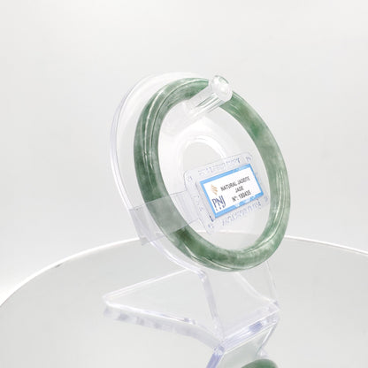 Yingmart 59mm PNJ180435 Certified Natural Greyish green, grey white jadeite jade bangle Bracelet, Real Gemstone Bracelet, Vintage Jewelry