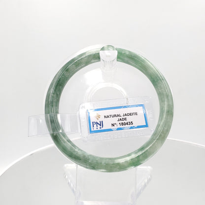 Yingmart 59mm PNJ180435 Certified Natural Greyish green, grey white jadeite jade bangle Bracelet, Real Gemstone Bracelet, Vintage Jewelry