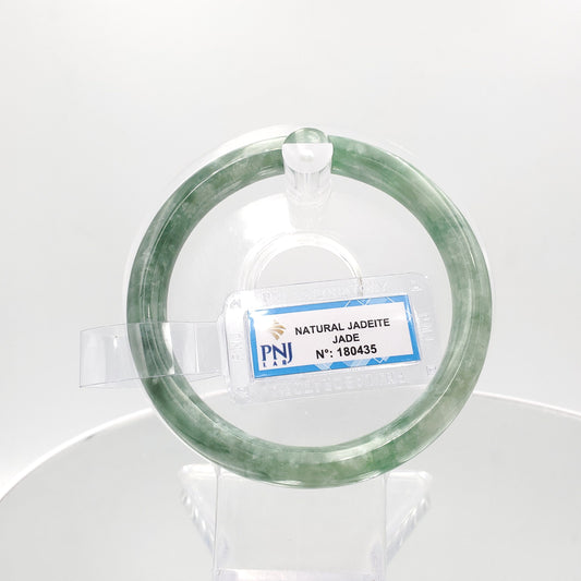 Yingmart 59mm PNJ180435 Certified Natural Greyish green, grey white jadeite jade bangle Bracelet, Real Gemstone Bracelet, Vintage Jewelry