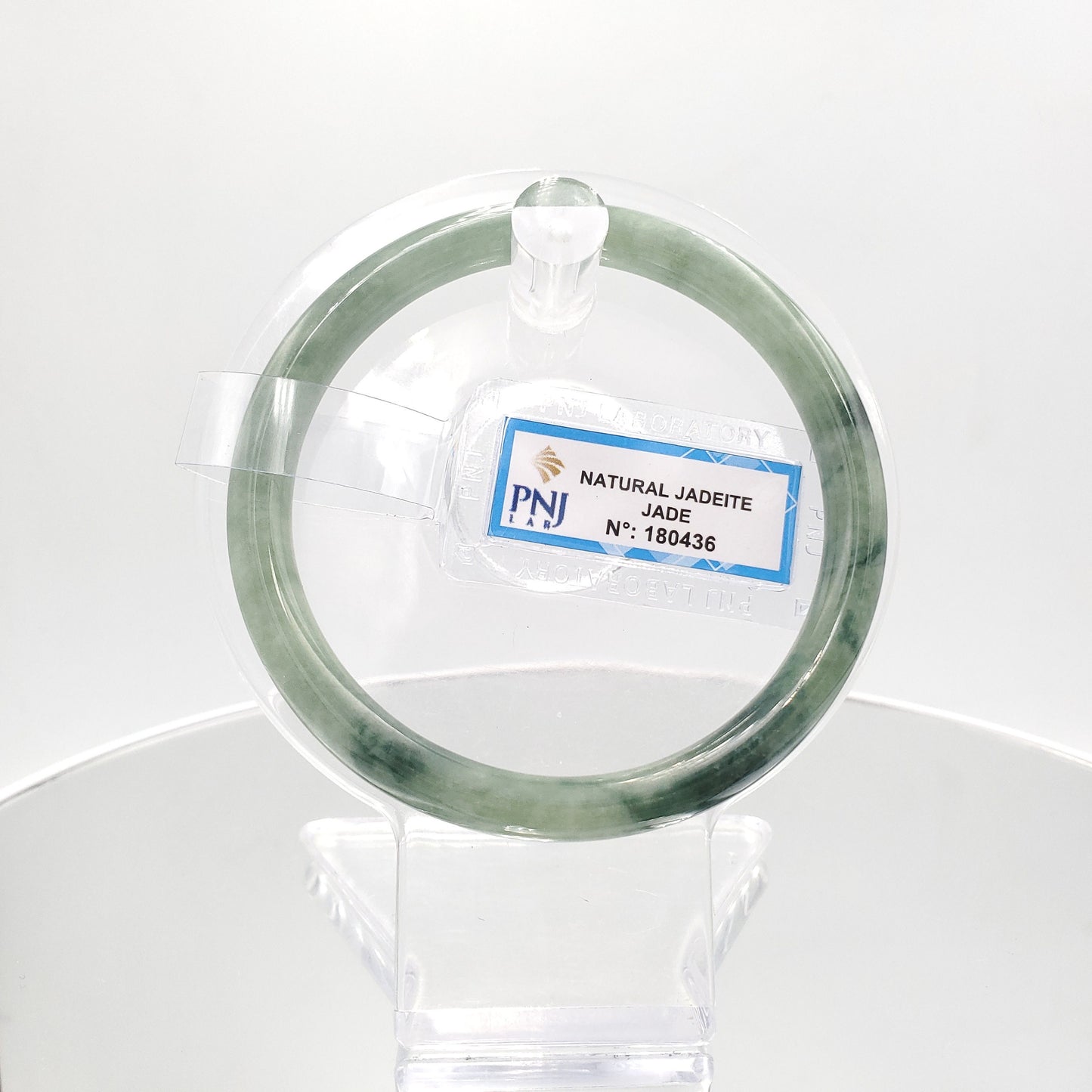 Yingmart 59mm Certified Natural Light To Dark Greyish Green. Grey White  jade bangle Bracelet, Real Gemstone Bracelet, Vintage Jewelry