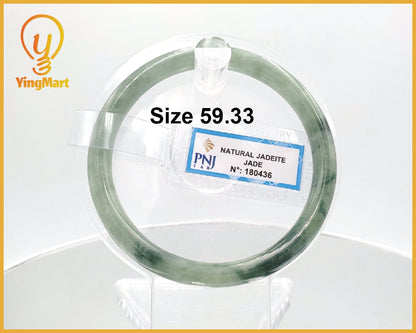 Yingmart 59mm Certified Natural Light To Dark Greyish Green. Grey White  jade bangle Bracelet, Real Gemstone Bracelet, Vintage Jewelry