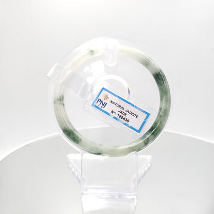 Yingmart 60mm PNJ180438 Certified Natural Yellowish greyish green, grey white jadeite jade bangle Bracelet, Real Gemstone Bracelet, Vintage