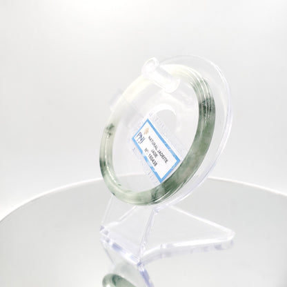 Yingmart 60mm PNJ180438 Certified Natural Yellowish greyish green, grey white jadeite jade bangle Bracelet, Real Gemstone Bracelet, Vintage