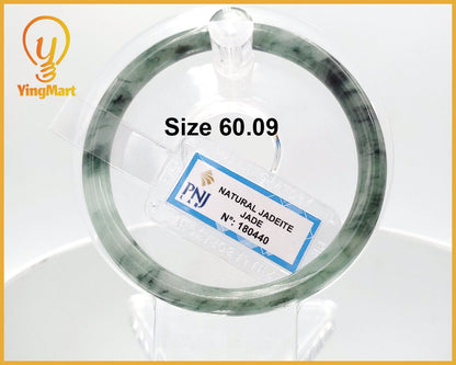 Yingmart 60mm PNJ180440 Certified Natural Greyish Green. Grey White, Black spots jadeite jade bangle ,Real Gemstone Bracelet,Vintage Jewelry