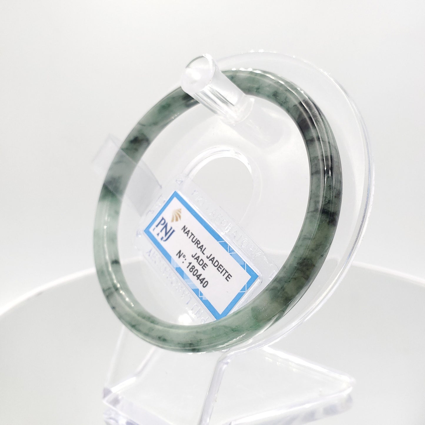 Yingmart 60mm PNJ180440 Certified Natural Greyish Green. Grey White, Black spots jadeite jade bangle ,Real Gemstone Bracelet,Vintage Jewelry