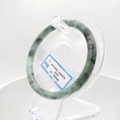 Yingmart 60mm PNJ180440 Certified Natural Greyish Green. Grey White, Black spots jadeite jade bangle ,Real Gemstone Bracelet,Vintage Jewelry