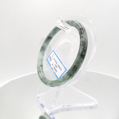 Yingmart 60mm PNJ180440 Certified Natural Greyish Green. Grey White, Black spots jadeite jade bangle ,Real Gemstone Bracelet,Vintage Jewelry