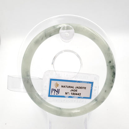 Yingmart 60mm PNJ180442 Certified Natural yellow Green White. Grey White. Black spots jadeite jade bangle, Real Gemstone Bracelet, Vintage