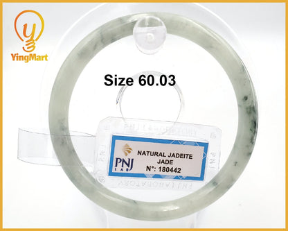 Yingmart 60mm PNJ180442 Certified Natural yellow Green White. Grey White. Black spots jadeite jade bangle, Real Gemstone Bracelet, Vintage