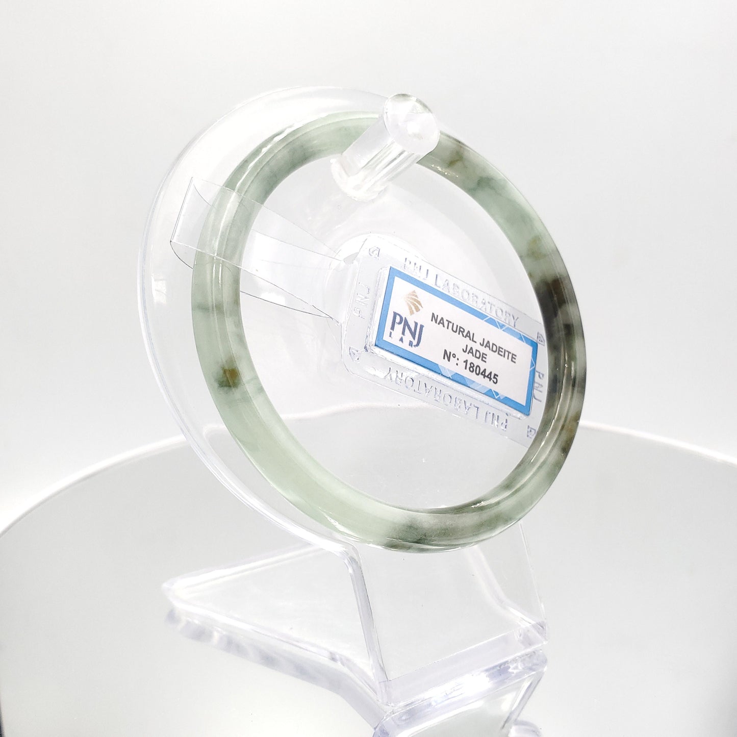 Yingmart 60mm 180445 Certified Natural Light green, grey white, black brown spots jadeite jade bangle, Gemstone Bracelet,Vintage Jewelry