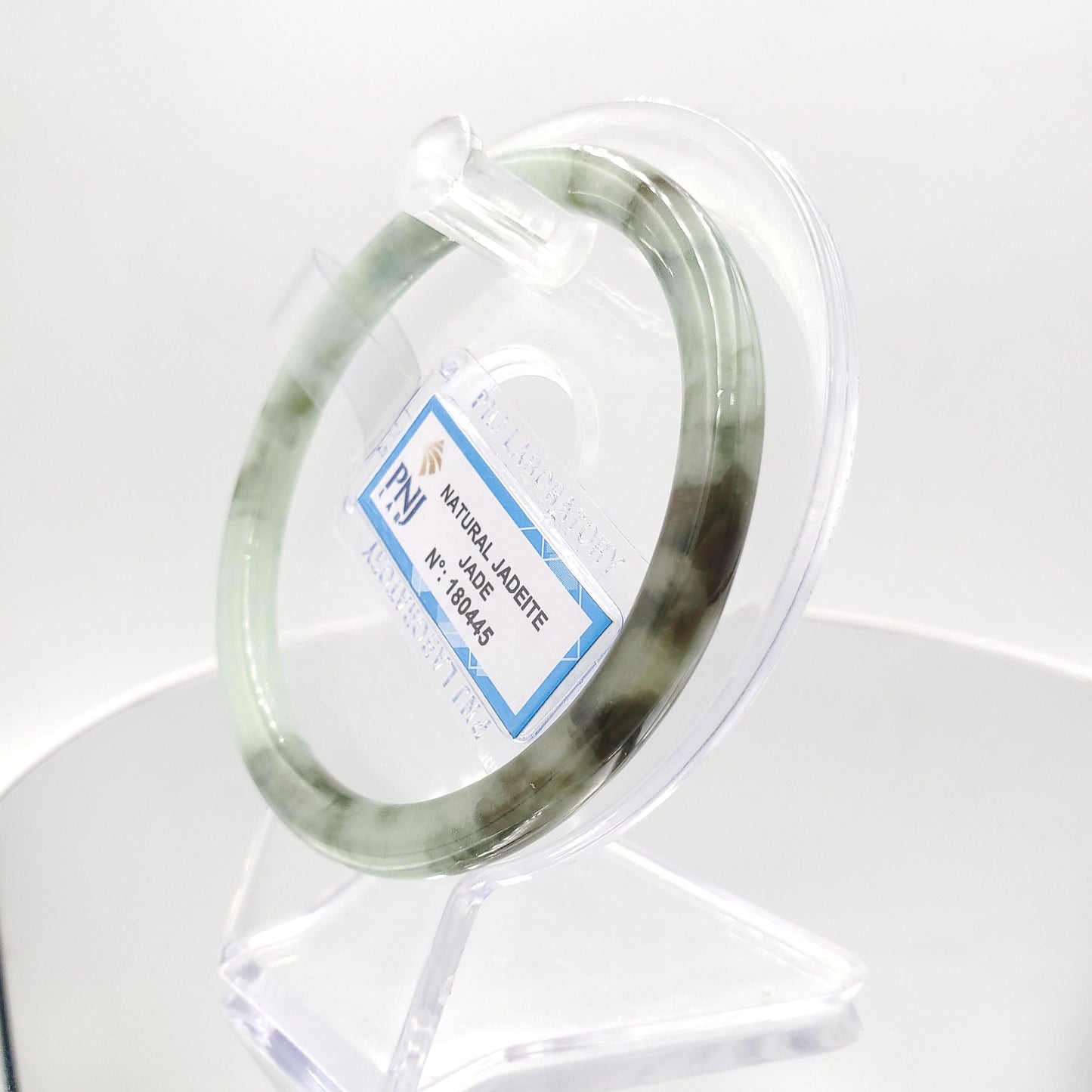 Yingmart 60mm 180445 Certified Natural Light green, grey white, black brown spots jadeite jade bangle, Gemstone Bracelet,Vintage Jewelry