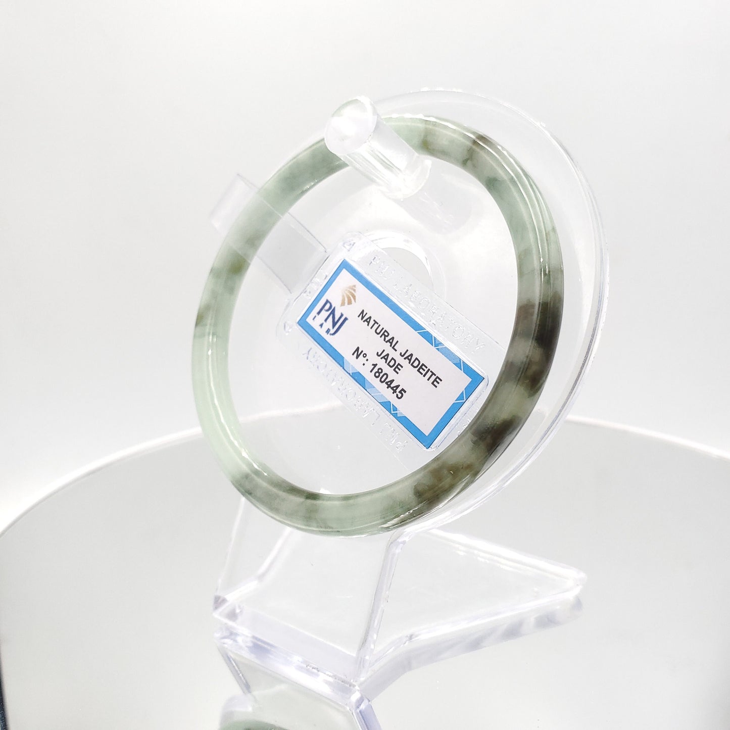 Yingmart 60mm 180445 Certified Natural Light green, grey white, black brown spots jadeite jade bangle, Gemstone Bracelet,Vintage Jewelry