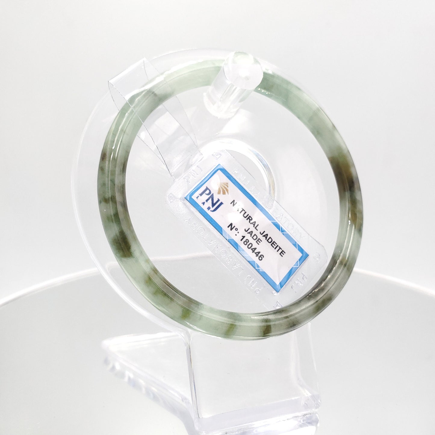 Yingmart 60mm PNJ180446 Certified Natural Light green, grey white, black brown spots jadeite jade bangle, Real Gemstone Bracelet,Vintage