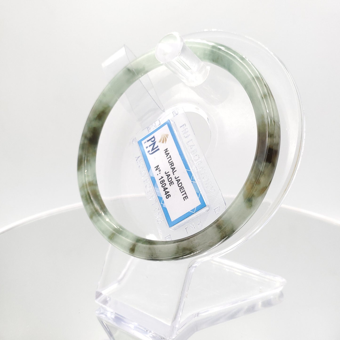 Yingmart 60mm PNJ180446 Certified Natural Light green, grey white, black brown spots jadeite jade bangle, Real Gemstone Bracelet,Vintage