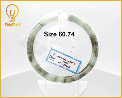 Yingmart 60mm PNJ180446 Certified Natural Light green, grey white, black brown spots jadeite jade bangle, Real Gemstone Bracelet,Vintage
