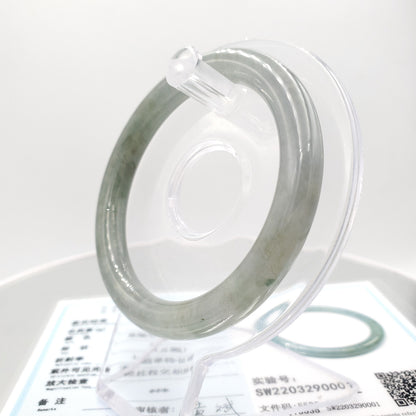 Yingmart 53mm Certified Grade A Jade color Grey Semi-Translucent Jadeite Jade bangle bracelet, Real Gemstone, Accessories