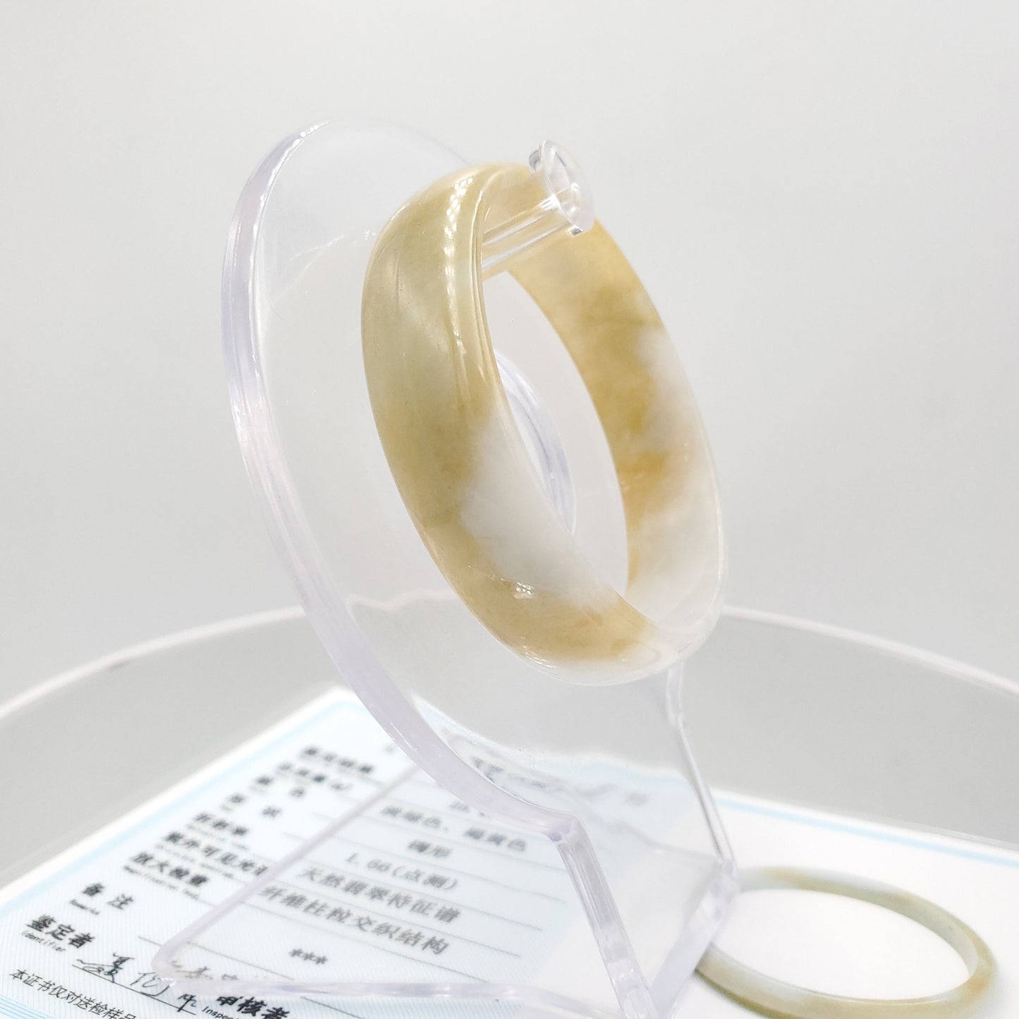 Yingmart 49mm Certified Grade A Jade color white to yellow  Jadeite Jade bangle bracelet,jade jewelry, Real Gemstone, Accessories