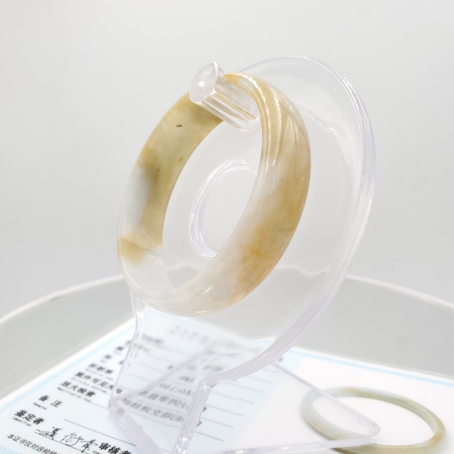 Yingmart 49mm Certified Grade A Jade color white to yellow  Jadeite Jade bangle bracelet,jade jewelry, Real Gemstone, Accessories
