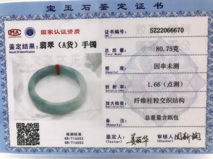 Yingmart 59mm Genuine Burmese Jade A Light Green with Green spot Jaideite Bangle Bracelet,jade jewelry, Real Gemstone, Accessories