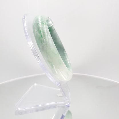 Yingmart 59mm Genuine Burmese Jade A Light Green with Green spot Jaideite Bangle Bracelet,jade jewelry, Real Gemstone, Accessories