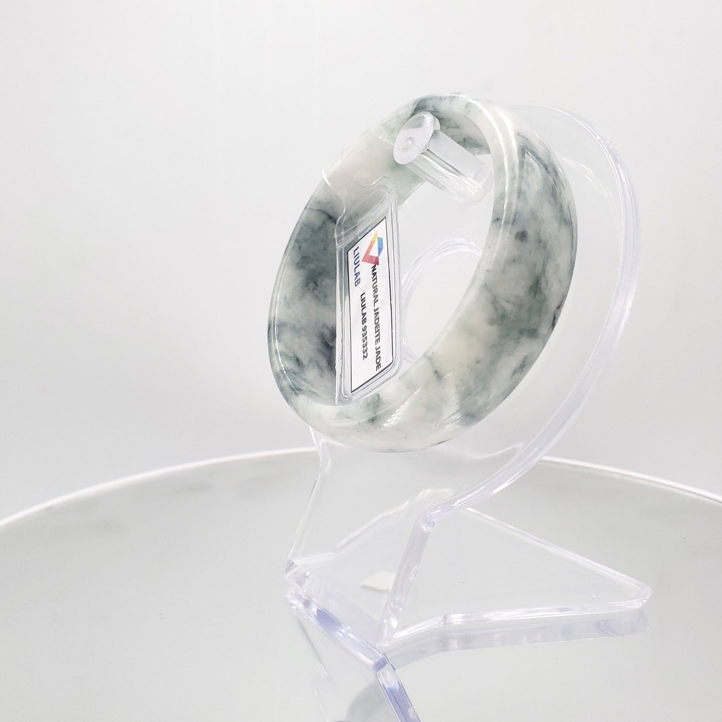 Yingmart 54mm Genuine Rare White Floating Blue Floral Veins Burmese Jade A Bangle Bracelet, Vintage Jewelry, jade jewelry, Accessories