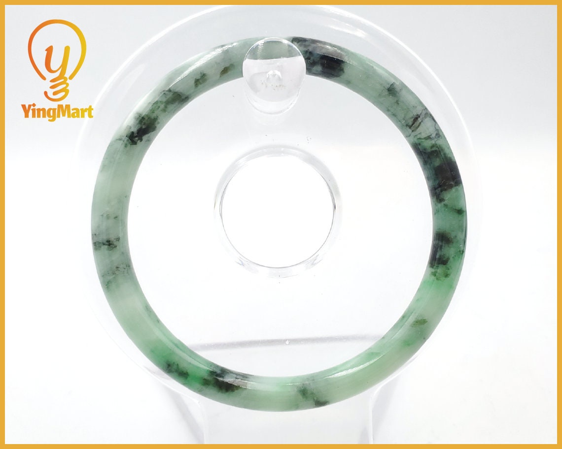Yingmart 56mm SZ22067484 Certified Grade A Jade Light Green & Green, Natural Jadeite Bracelet, Vintage Jewelry, jade jewelry, Accessories