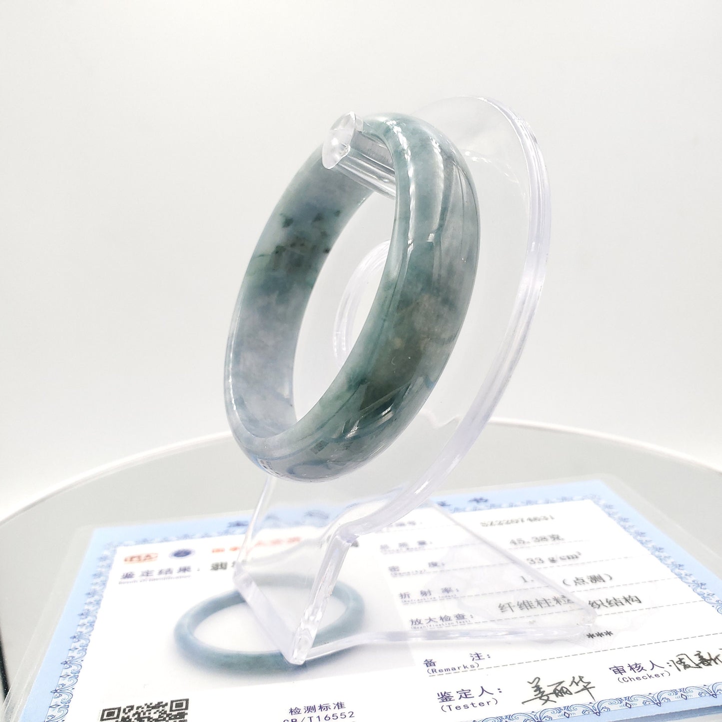 Yingmart 53mm SZ22074631 Blue Green Genuine Burmese Jade A Jaideite Jade Bangle, Vintage Jewelry, jade jewelry, Accessories