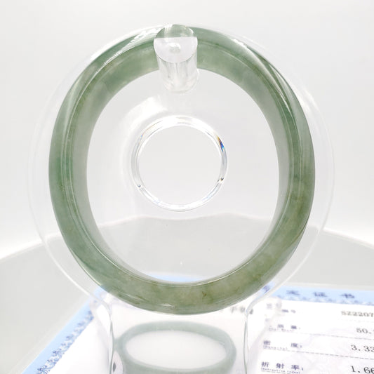 Yingmart 56.2mm SZ22074632 Semi-translucent Green Genuine Burmese Jade A Jaideite Jade Bangle, Vintage Jewelry, jade jewelry, Accessories