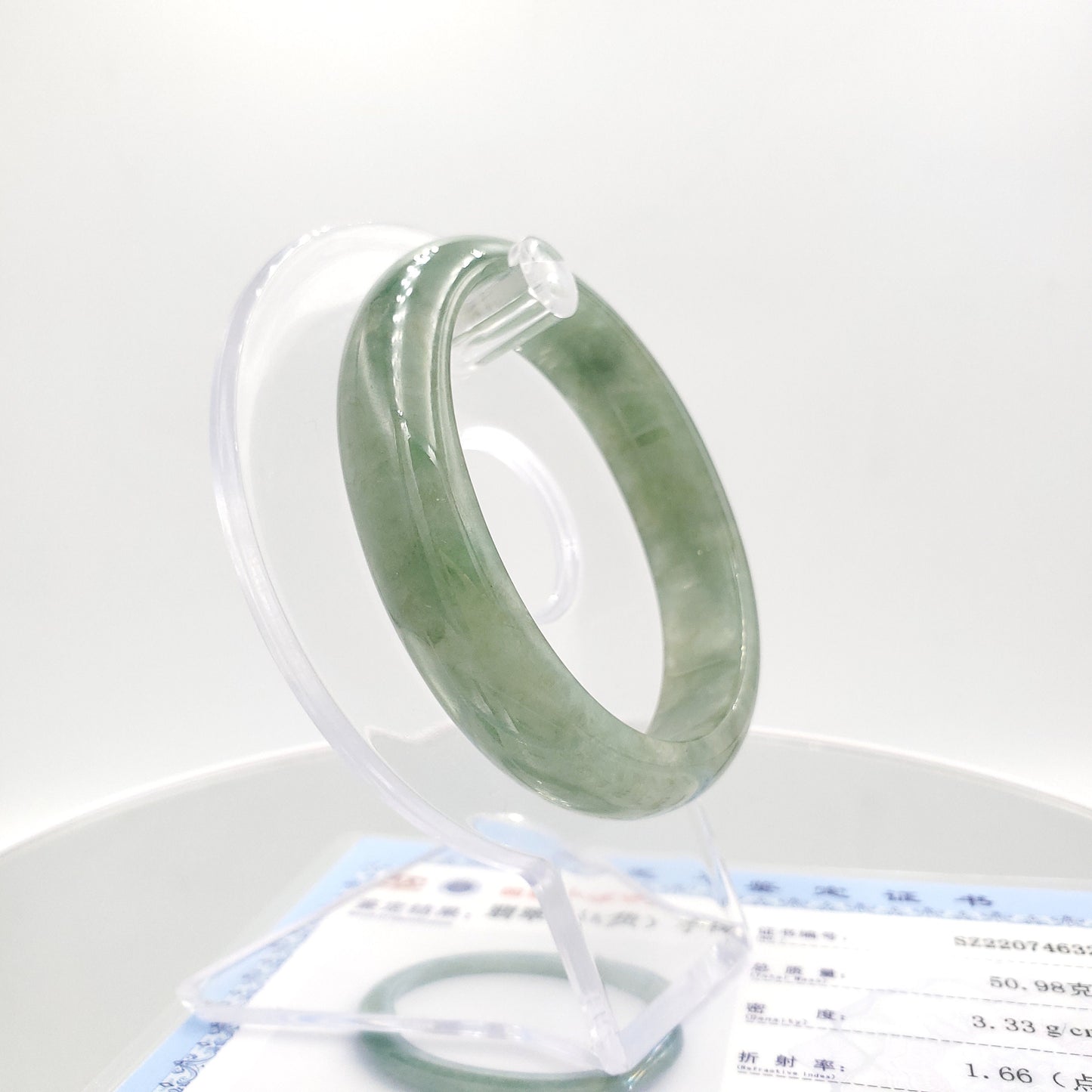 Yingmart 56.2mm SZ22074632 Semi-translucent Green Genuine Burmese Jade A Jaideite Jade Bangle, Vintage Jewelry, jade jewelry, Accessories