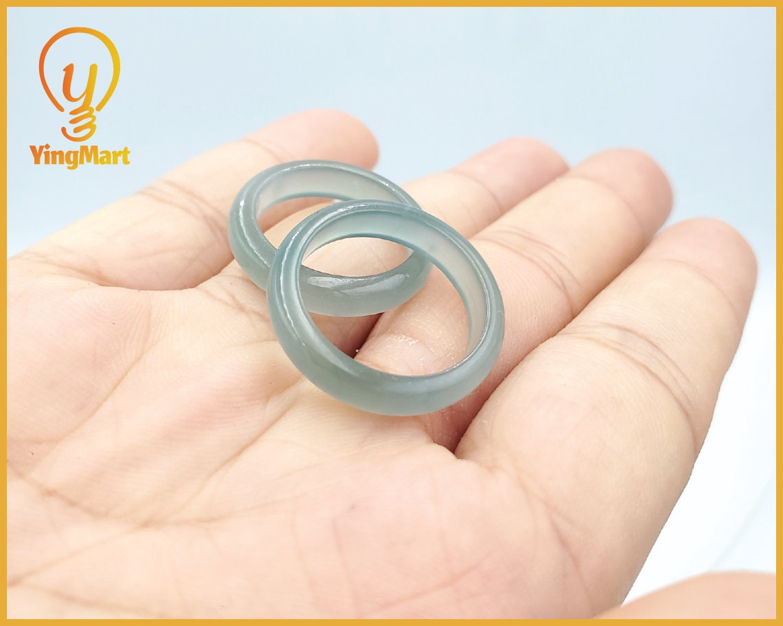Yingmart Vip Icy Blue Ring, 100% Natural Green Jade Ring, Real Gemstone Ring, Vintage Jewelry