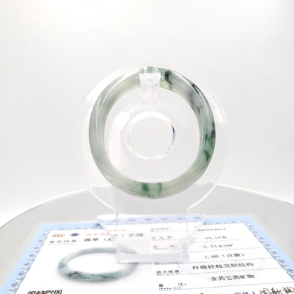 Yingmart 51mm SZ22074637 Green Veins Genuine Burmese Jade A Jaideite Jade Bangle, Vintage Jewelry, jade jewelry, Accessories, natural jade