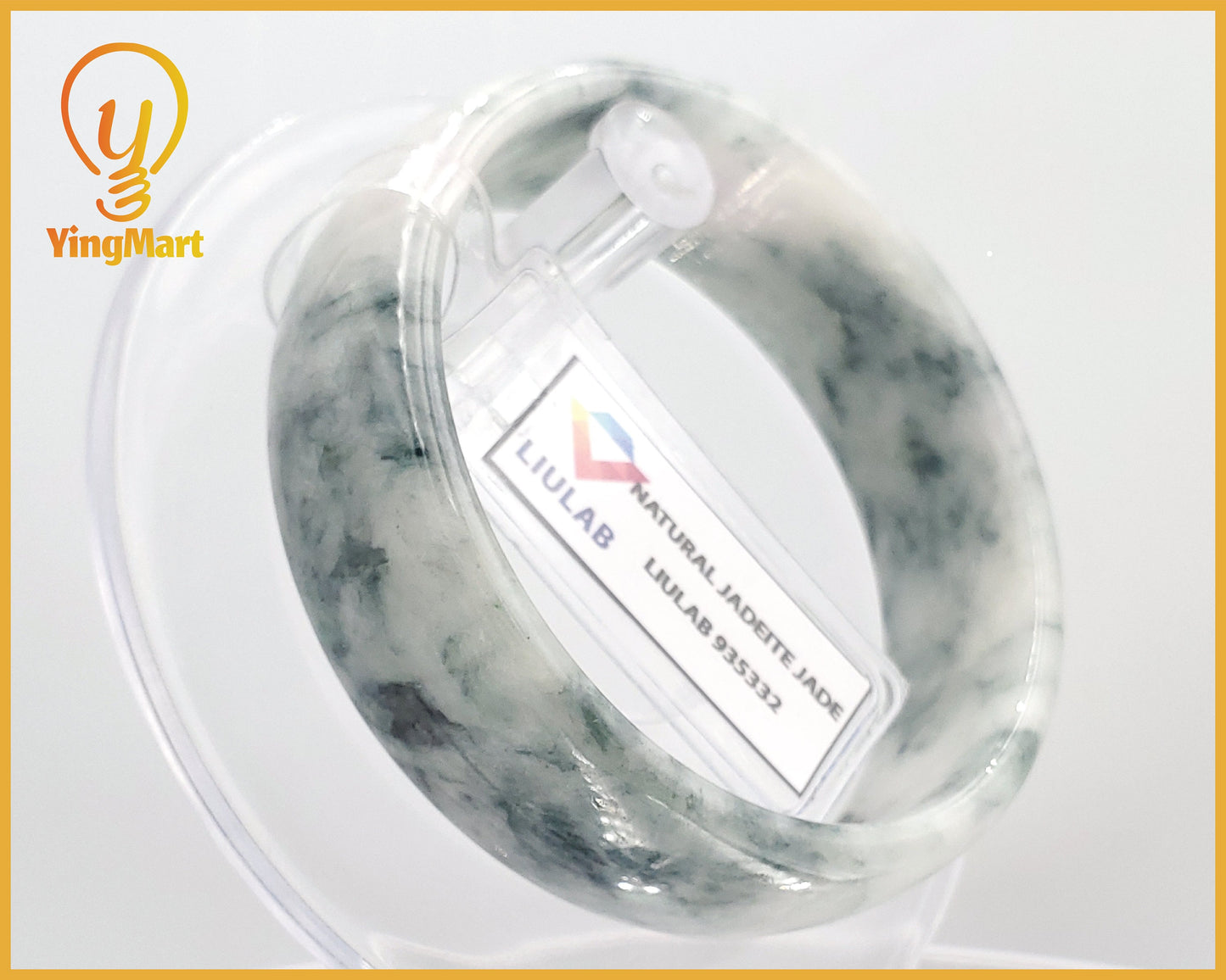 Yingmart 54mm Genuine Rare White Floating Blue Floral Veins Burmese Jade A Bangle Bracelet, Vintage Jewelry, jade jewelry, Accessories