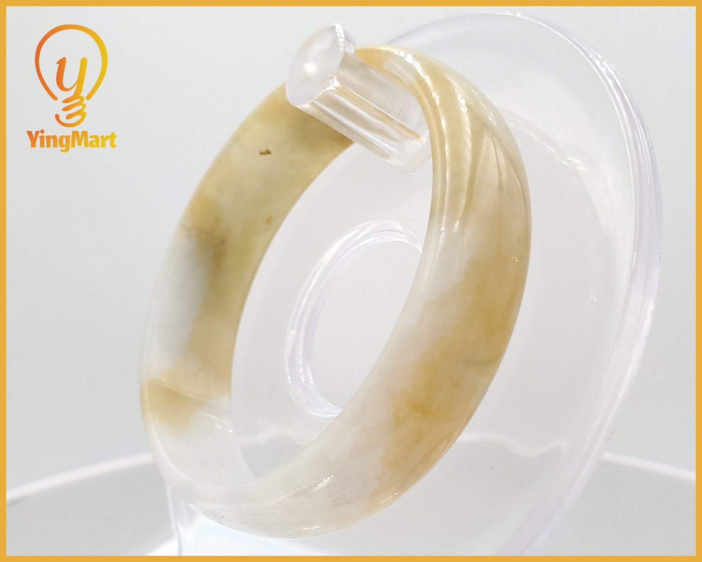 Yingmart 49mm Certified Grade A Jade color white to yellow  Jadeite Jade bangle bracelet,jade jewelry, Real Gemstone, Accessories