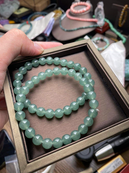Yingmart Icy BRJG04 Transparent Light Green Burmese Authentic Genuine Natural Jadeite Jade Bracelet 7.5mm, Vintage Jewelry, natural jade