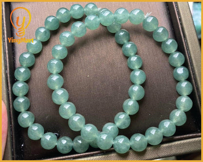 Yingmart Icy BRJG04 Transparent Light Green Burmese Authentic Genuine Natural Jadeite Jade Bracelet 7.5mm, Vintage Jewelry, natural jade