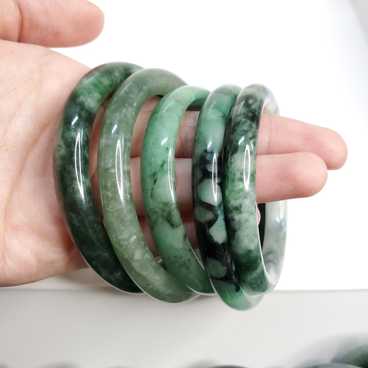Yingmart RANDOM PICKED 51-62 mm Jaideite Jade Bangle, Vintage Jewelry, jade jewelry, Accessories, Natural Gemstone, Genuine Jade
