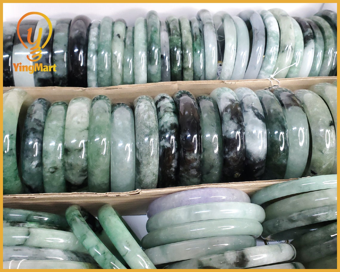 Yingmart RANDOM PICKED 51-62 mm Jaideite Jade Bangle, Vintage Jewelry, jade jewelry, Accessories, Natural Gemstone, Genuine Jade