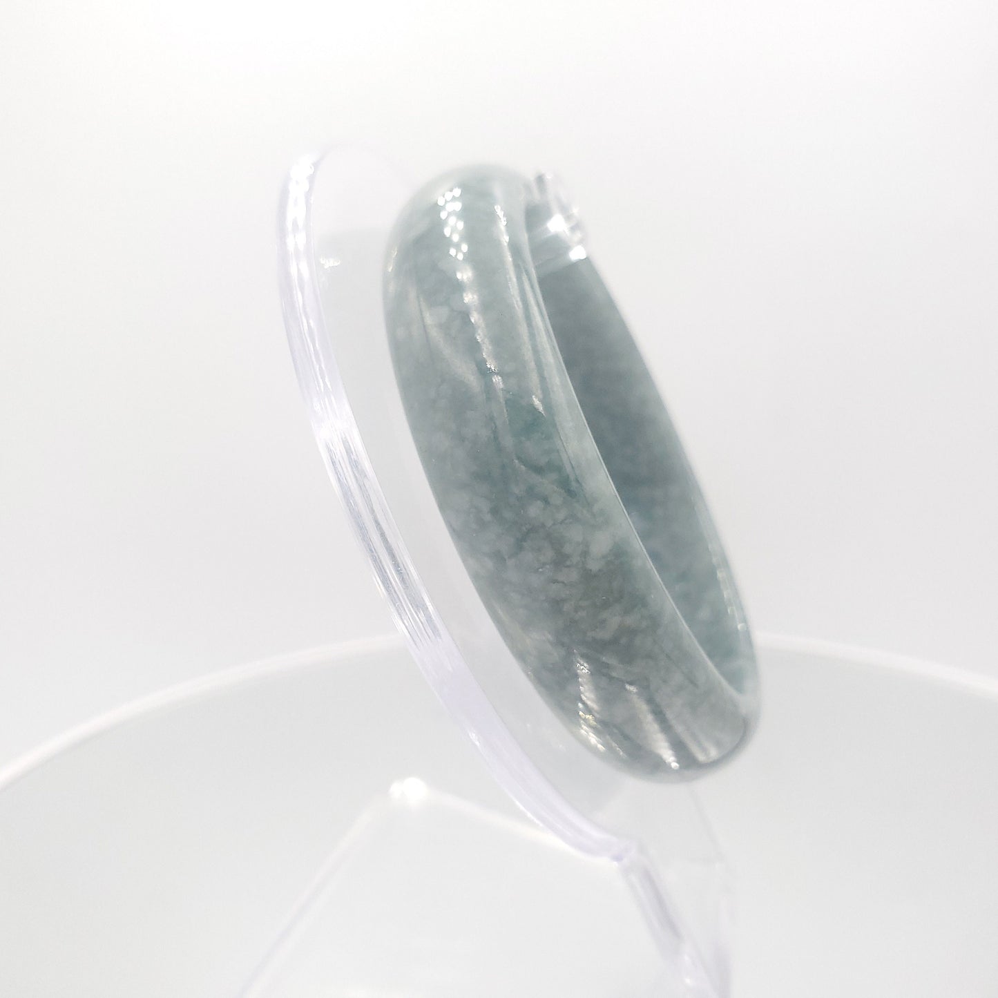 Yingmart 55mm Genuine Dark Blue Floating White Spot Guatamela Jade A Jadeite Jade Bangle, Burmese Myanmar Gemstones,Real Gemstone Bracelet