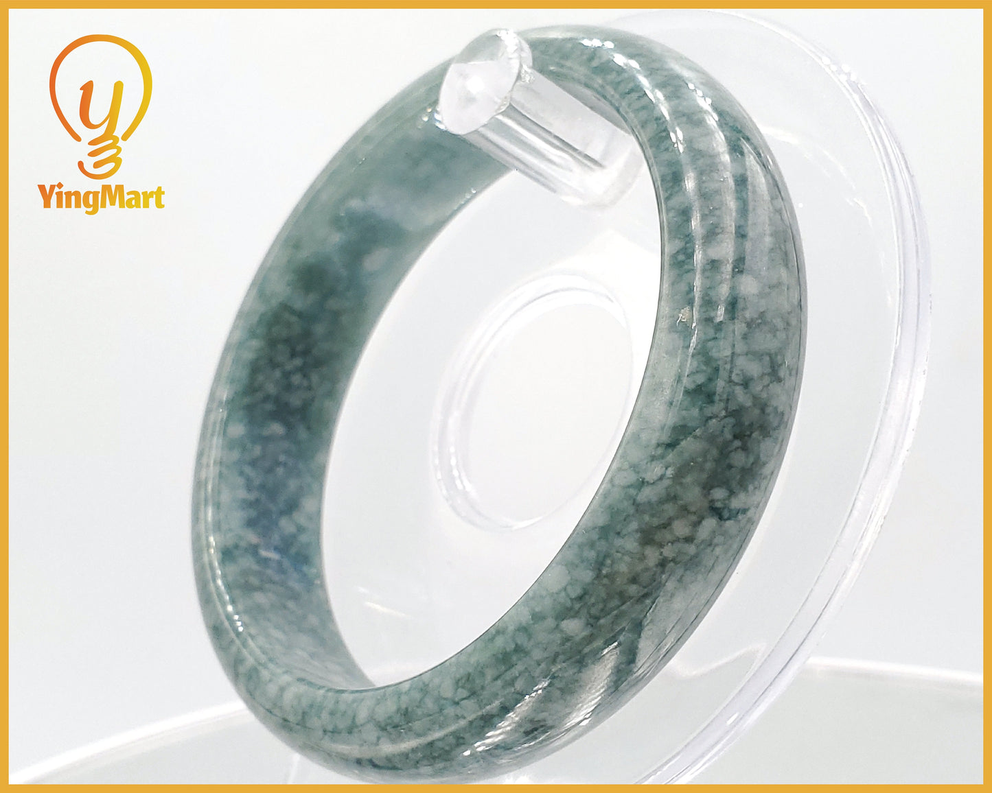 Yingmart 55mm Genuine Dark Blue Floating White Spot Guatamela Jade A Jadeite Jade Bangle, Burmese Myanmar Gemstones,Real Gemstone Bracelet