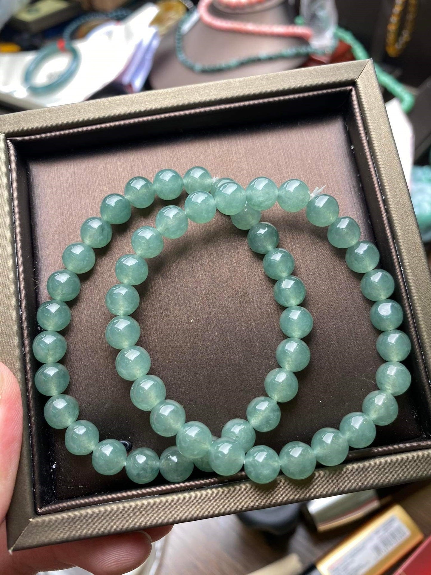 Yingmart Icy BRJG04 Transparent Light Green Burmese Authentic Genuine Natural Jadeite Jade Bracelet 7.5mm, Vintage Jewelry, natural jade